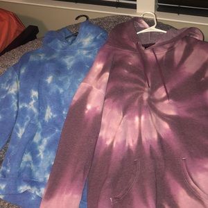 Two tie dyed hoodies